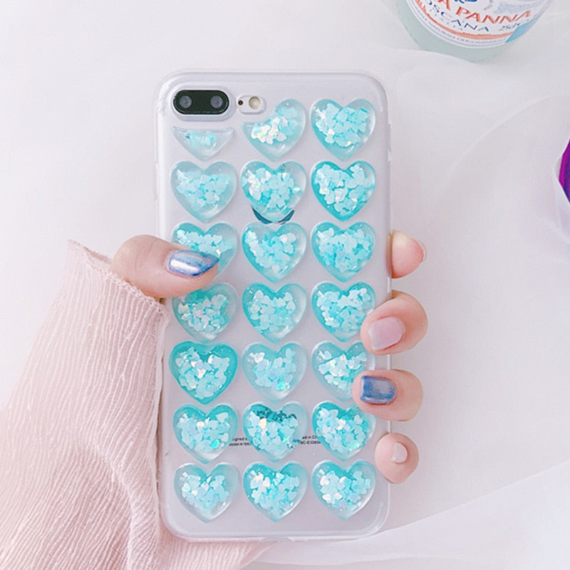 Ottwn 3D Love Heart Clear Case For iPhone