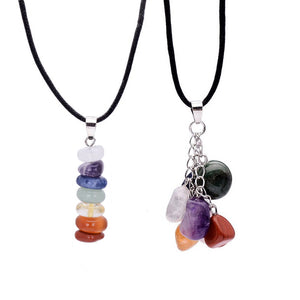 Qilmily 7 Chakra Natural Stone Crystal Pendant Necklace