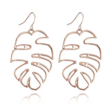 Rose Gold Hollowed Out Leaves Earrings