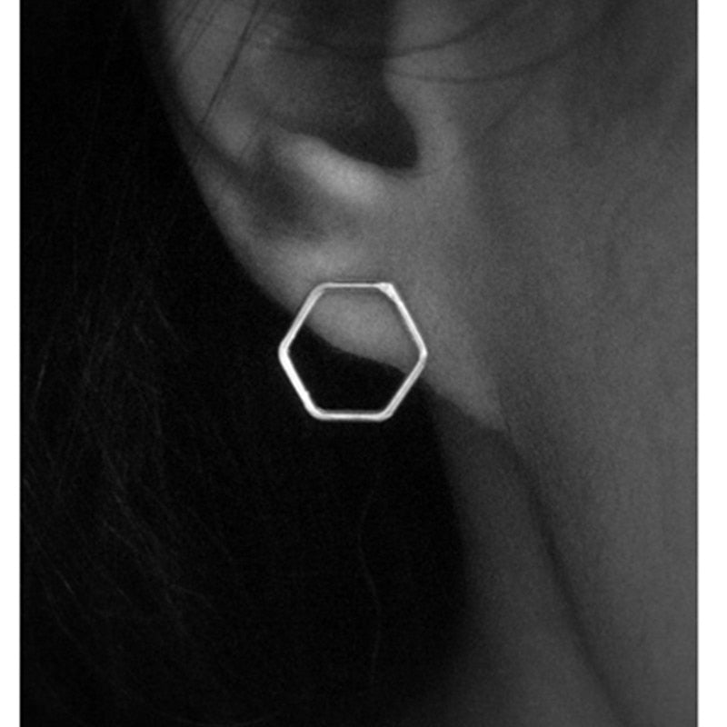 Creative Geometric Hexagon Stud Earrings