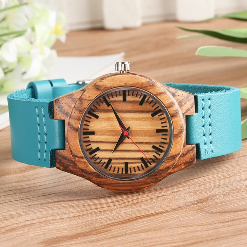 Blue natural Bamboo watch