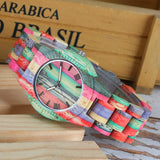 Quartz Full Bamboo Wooden Candy Colors Watch