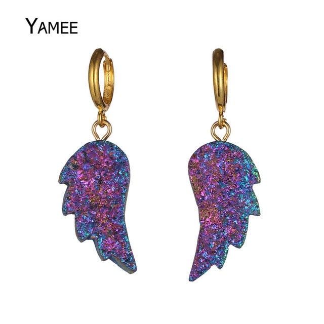 Angle's Wings Dangle Earrings Multi Colors Natural Stone