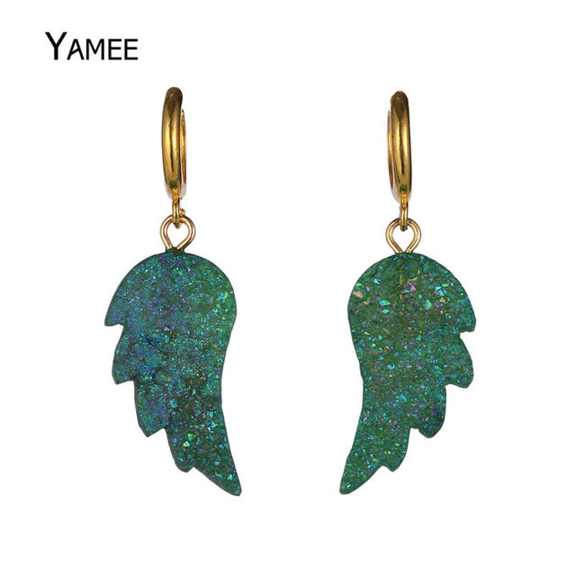 Angle's Wings Dangle Earrings Multi Colors Natural Stone