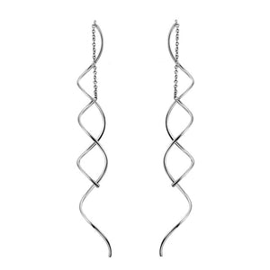 Twisted Bar Long Line Chain Earrings