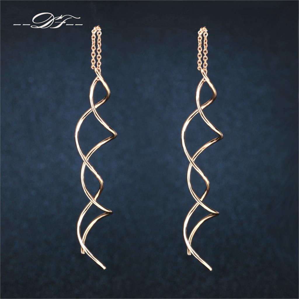 Twisted Bar Long Line Chain Earrings