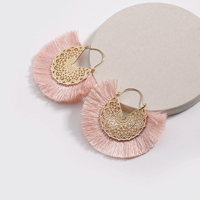 Vintage Bohemian Fan-shaped Tassel Earrings