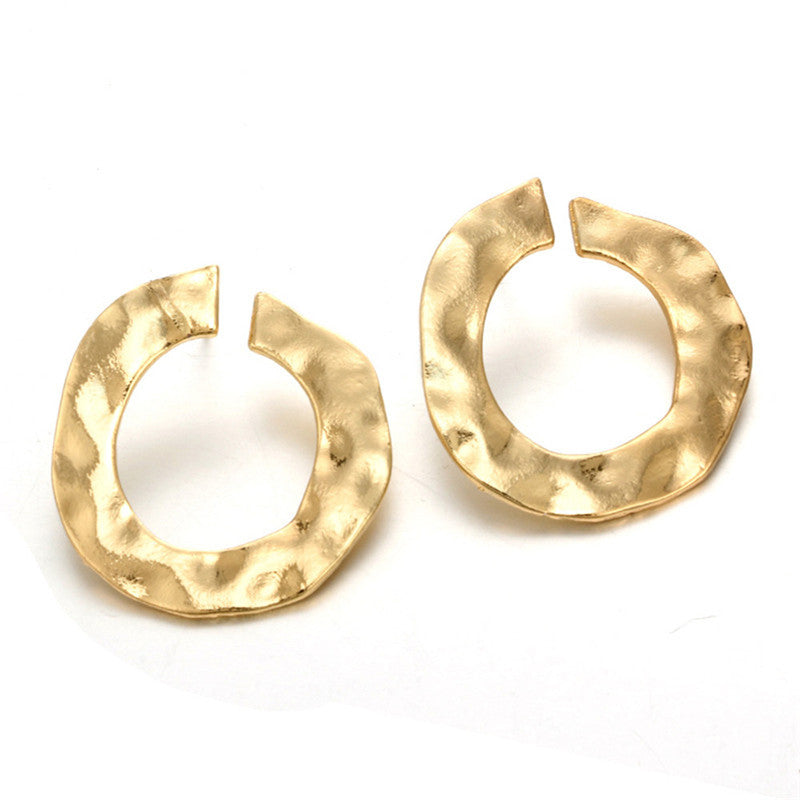 Gold Twisted Irregular Curved Circle  Earrings