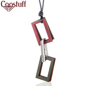 Wooden Square statement necklace