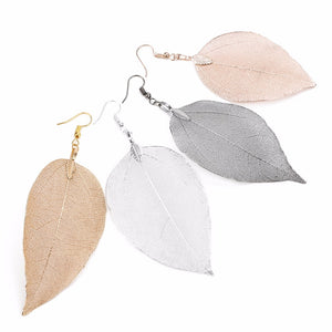 Metal Natural Leaf Drop Earrings