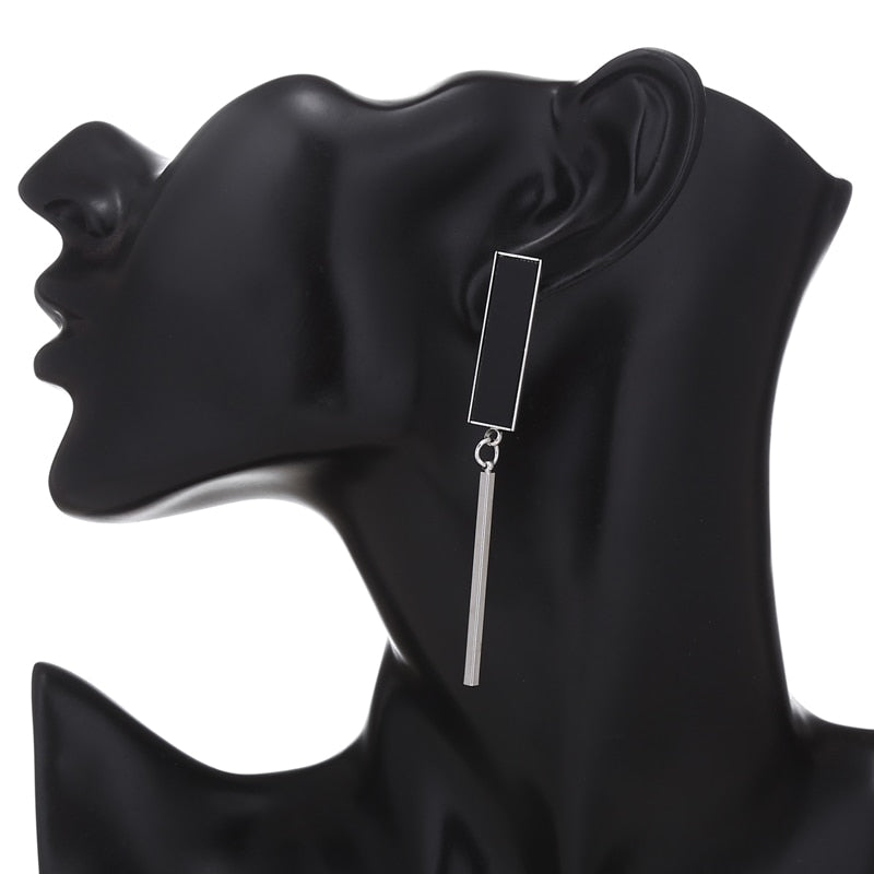 Trendy Long Tassel Asymmetric Dangle Drop Earrings