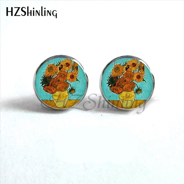 Van Gogh Painting Stud Earrings.  The Starry Night and many other beautiful paintings on your ears!! love it