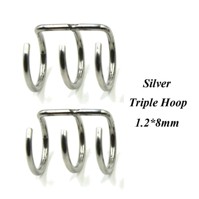 Stainless Steel Double and Triple Hoop Ear Cuff
