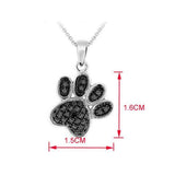 Silver Overlay Black Diamond Accent Paw Print Pendant with 18&quot; Chain