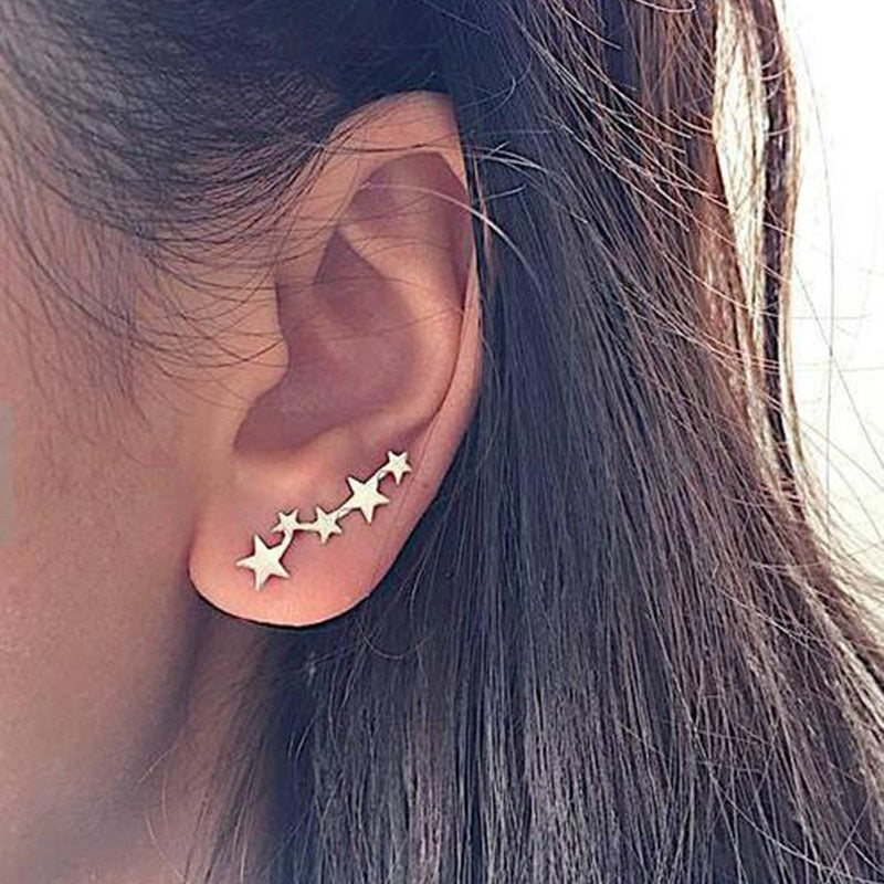 Star Ear Climber Stud Earrings For Women
