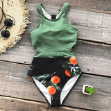 CUPSHE Green Miss U Print One-piece Swimsuit Women Tied Bow Cutout Tank