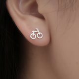 Personalized Silver Mini Bicycle Stud Earrings For Women