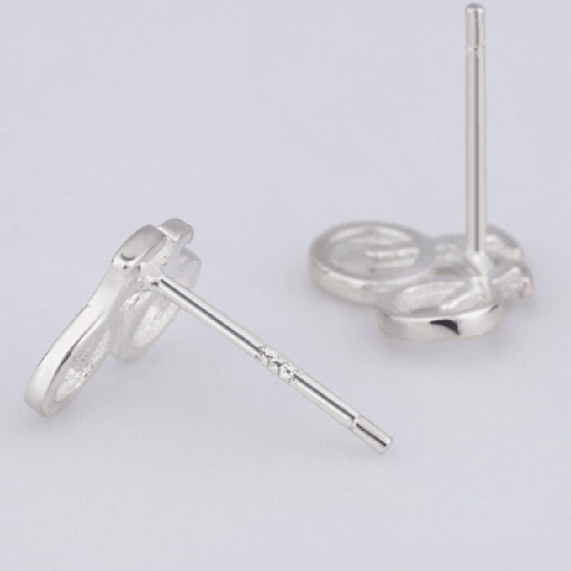 Personalized Silver Mini Bicycle Stud Earrings For Women