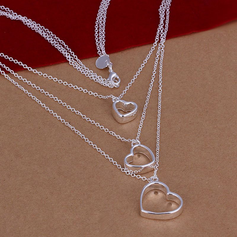 925 sterling silver 3heart  necklace
