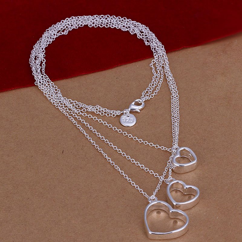 925 sterling silver 3heart  necklace